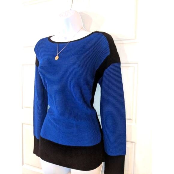 St. John Blue and Black Knit Sweater - Picture 1 of 4